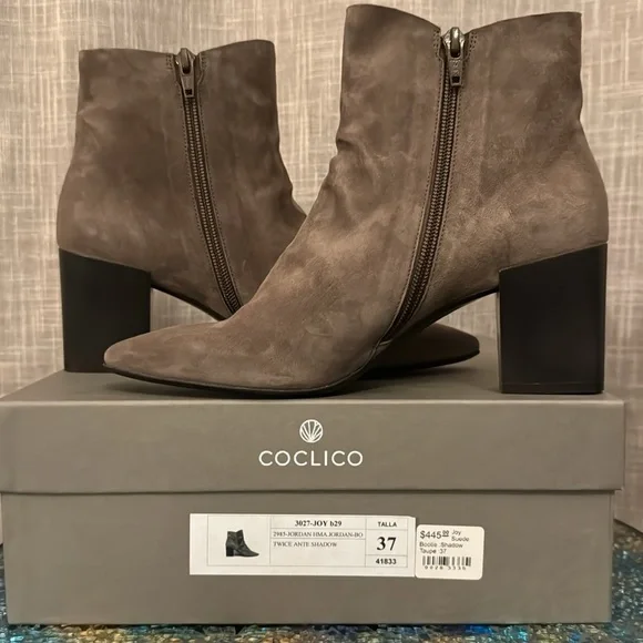 COCLICO Joy Suede Bootie in Shadow Taupe